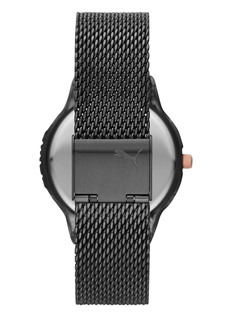 PUMA ساعة كوارتز انالوج V1 للنساء بسوار معدني أسود - 3 ATM - PU P1010 - Image 3