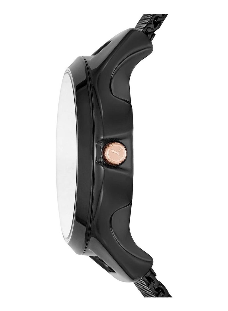 PUMA ساعة كوارتز انالوج V1 للنساء بسوار معدني أسود - 3 ATM - PU P1010 - Image 2