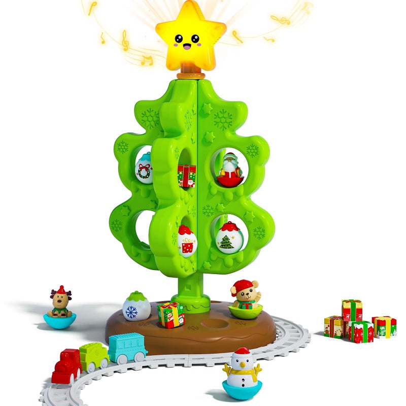 Surelect My First Christmas Tree for Toddlers Musical Light Up Montessori Decor Toy with Ornaments Mini Train Set Roly Poly Toys Finger Puppets Birthday Xmas Gifts for Little Kids Boys and Girls - Image 3