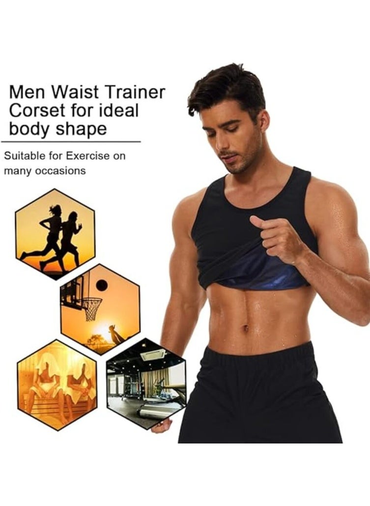 Generic Sauna Sweat Vest for Men T Shirt Heat Trapping Tank Tops Waist Trainer Body Shaper Slimming Weight Loss Workout Suit Gym Sport Fitness Slimming Body Shaper Waist Trainer - Image 2