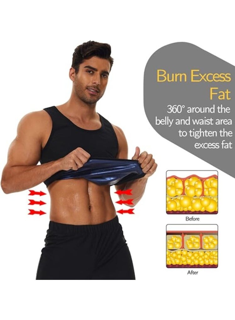 Generic Sauna Sweat Vest for Men T Shirt Heat Trapping Tank Tops Waist Trainer Body Shaper Slimming Weight Loss Workout Suit Gym Sport Fitness Slimming Body Shaper Waist Trainer - Image 3