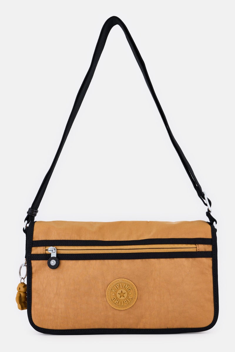 kipling Women Brand Logo Cross Body Bag With Keyring, Light Brown - Image 1