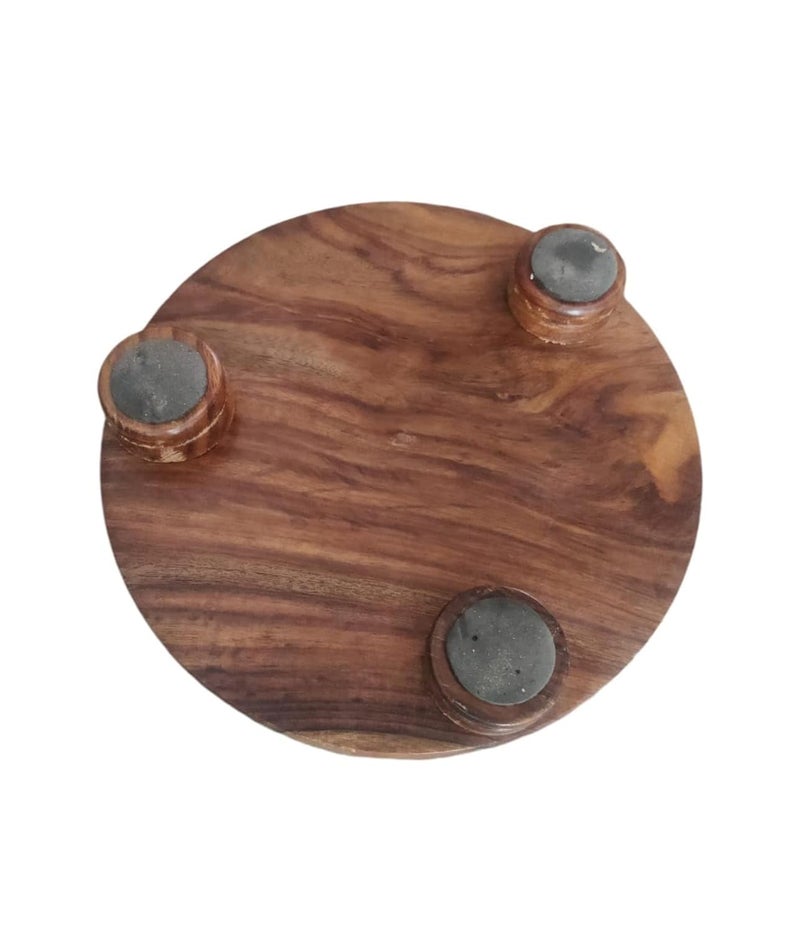 OGGN Handcrafted Acacia Wood Chakla Wooden Rolling Board Handmade RotiChapati Maker Roti Roller Boards Chapathi Kattai Round Polpat for Home Kitchen Best for Phulka Papads Puri Medium - Image 4