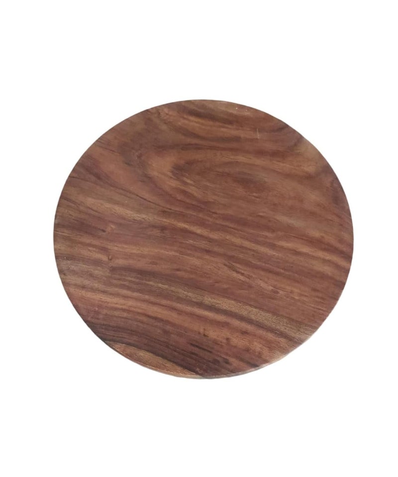 OGGN Handcrafted Acacia Wood Chakla Wooden Rolling Board Handmade RotiChapati Maker Roti Roller Boards Chapathi Kattai Round Polpat for Home Kitchen Best for Phulka Papads Puri Medium - Image 3