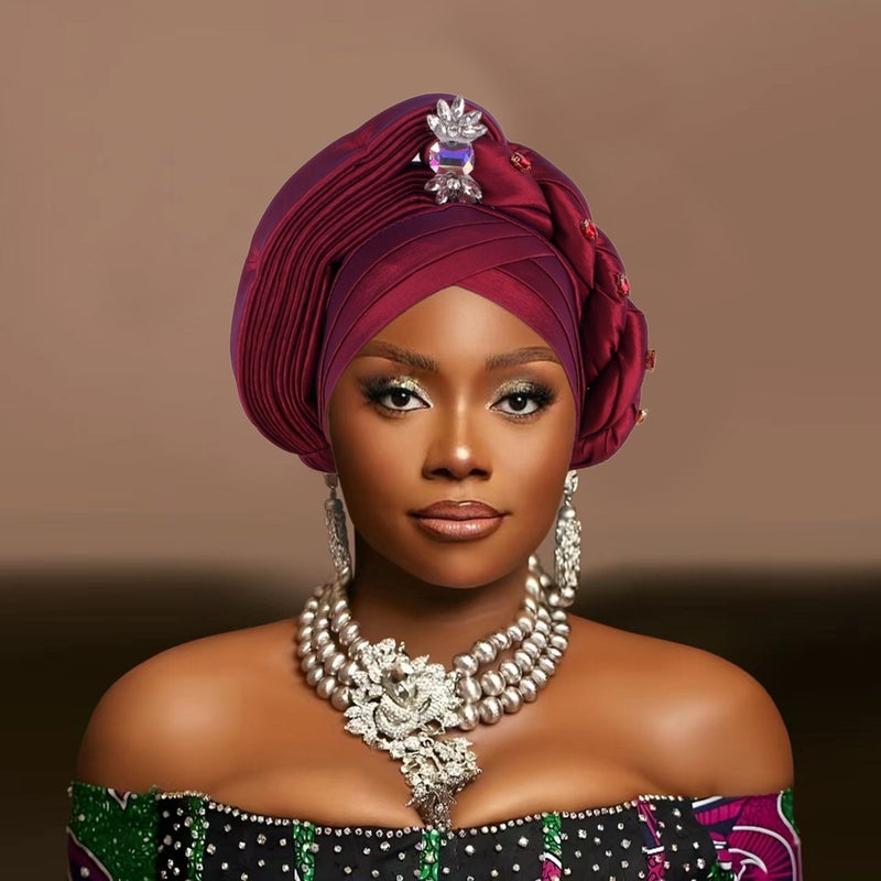 Cross Border New Layered Turban Cap African Wedding Headwear Auto Gele - Image 4