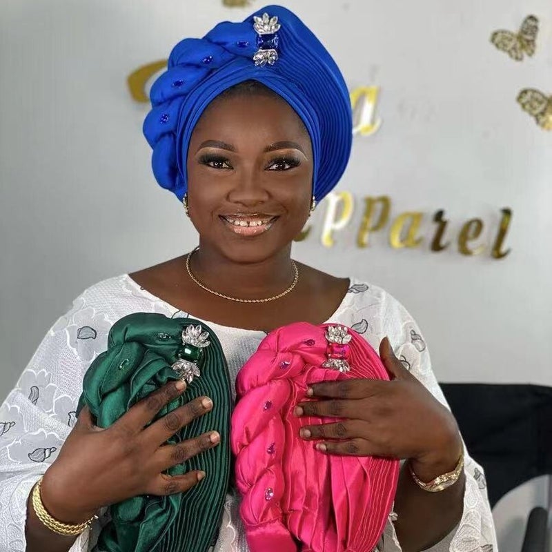 Cross Border New Layered Turban Cap African Wedding Headwear Auto Gele - Image 3