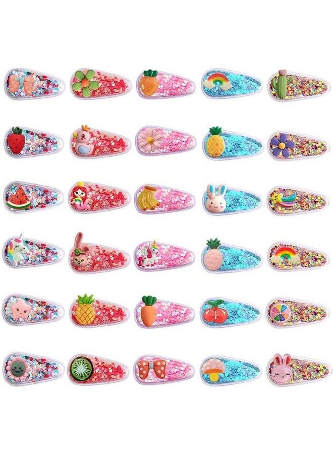 ANNACREATIONS - 20Pcs Hair Clips For Girls Sequins Snap Hair Clips Non Slip Barrettes For Baby Girls Toddlers Kids Teens Transparent Shiny Fruit Cartoon Animal Hairpins Elegant Glitter Hair Accessories - Image 1
