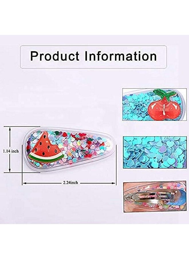 ANNACREATIONS - 20Pcs Hair Clips For Girls Sequins Snap Hair Clips Non Slip Barrettes For Baby Girls Toddlers Kids Teens Transparent Shiny Fruit Cartoon Animal Hairpins Elegant Glitter Hair Accessories - Image 1