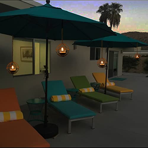 TWINKVILLA Solar Hanging Lanterns Outdoor Waterproof, Rust Iron Ball Candle Holder with Flickering Solar Powered Tea Lights, Perfect Chargeable Solar Lights for Backyard Patio Garden Fence Tree Decoration-4Pack - Image 5