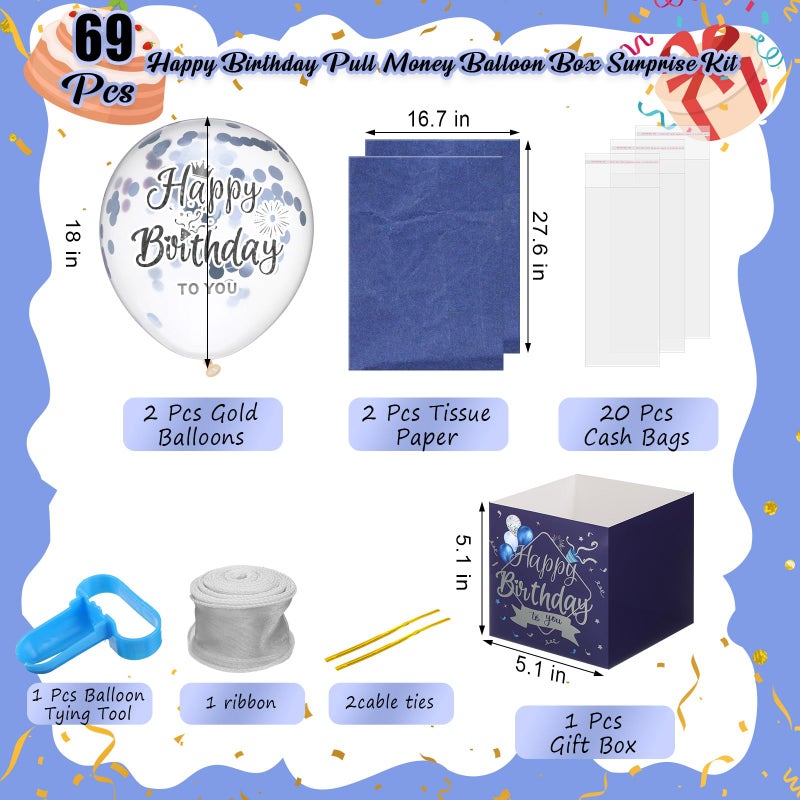Sumind Birthday Pull Money Balloon Box for Cash Funny Money Balloon Surprise Kit Pull out Cash Holder Gift Box Birthday to You Surprise Gifts for Women Mother Girlfriend Wife(Novelty Style) - Image 2