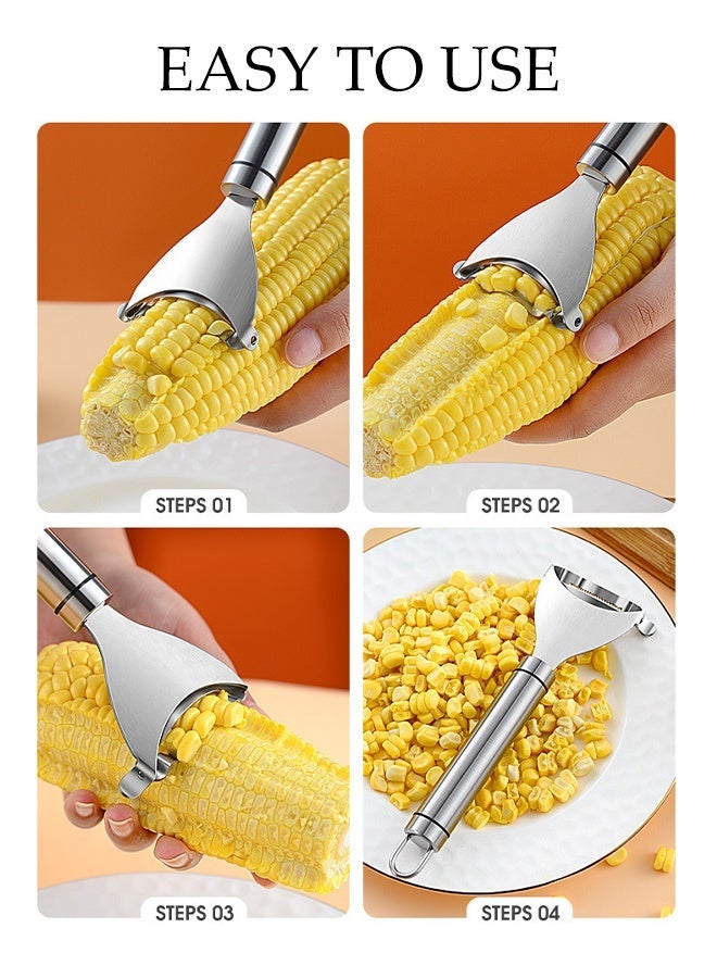 DUNISO Stainless Steel Corn Peeler,Corn Stripper With Hanging Ring,Household Corn Thresher,Corn Remover Corn Kerneler,Easy to Use and Wash,Quick Smooth,Mirror Polishing,Suitable for Kitchen,Homes, Restaurants, - Image 4