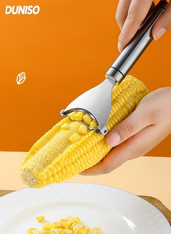 DUNISO Stainless Steel Corn Peeler,Corn Stripper With Hanging Ring,Household Corn Thresher,Corn Remover Corn Kerneler,Easy to Use and Wash,Quick Smooth,Mirror Polishing,Suitable for Kitchen,Homes, Restaurants, - Image 1
