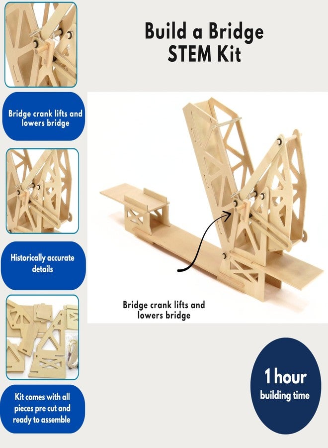 Pathfinders STEM Kit - Bridge Building Kit | Wooden Mechanical Engineering Toy for Kids Ages 7-9 | Strauss Bascule Bridge 3D Puzzle | Educational Science & STEM Project - Image 5