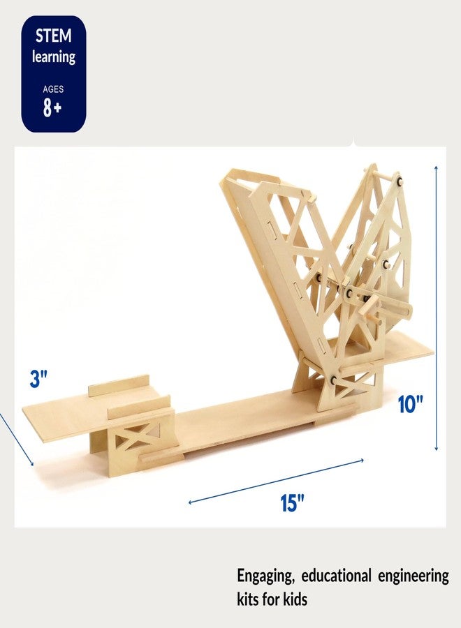 Pathfinders STEM Kit - Bridge Building Kit | Wooden Mechanical Engineering Toy for Kids Ages 7-9 | Strauss Bascule Bridge 3D Puzzle | Educational Science & STEM Project - Image 4