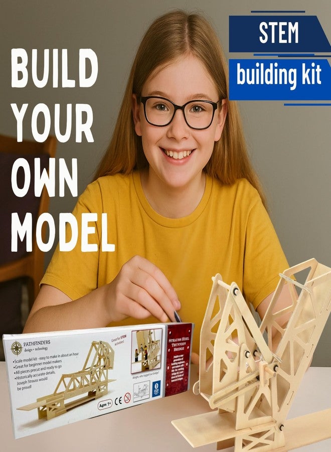 Pathfinders STEM Kit - Bridge Building Kit | Wooden Mechanical Engineering Toy for Kids Ages 7-9 | Strauss Bascule Bridge 3D Puzzle | Educational Science & STEM Project - Image 3
