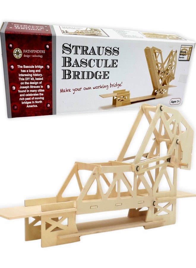 Pathfinders STEM Kit - Bridge Building Kit | Wooden Mechanical Engineering Toy for Kids Ages 7-9 | Strauss Bascule Bridge 3D Puzzle | Educational Science & STEM Project - Image 1
