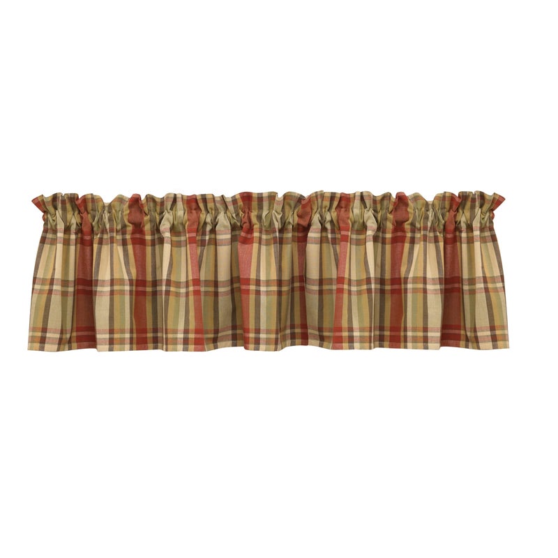Park Designs Farmhouse Kitchen Valances for Windows  Red Heartfelt  Fall Decor Window Valance Curtain  Plaid Curtain Windows  72x14