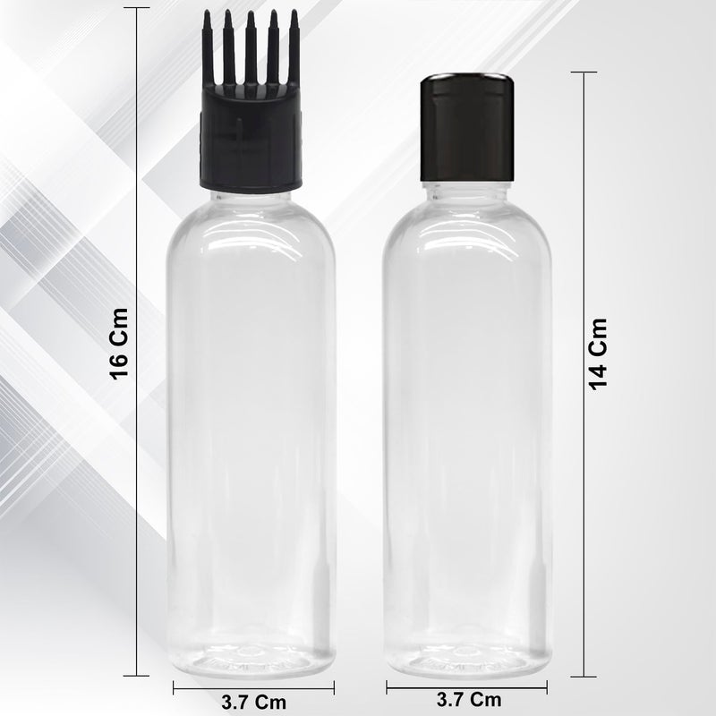 MADHYA زجاجة تطبيق زيت الشعر MADHYA، لتطبيق زيت الشعر والشامبو والدواء، زجاجة تطبيق الزيت لفروة الرأس مع مشط، زجاجة تطبيق 100 مل، زجاجة شفافة بغطاء أسود، عبوة من 4 - Image 2