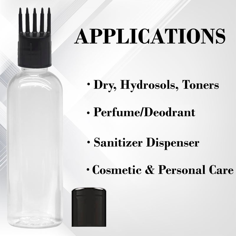 MADHYA زجاجة تطبيق زيت الشعر MADHYA، لتطبيق زيت الشعر والشامبو والدواء، زجاجة تطبيق الزيت لفروة الرأس مع مشط، زجاجة تطبيق 100 مل، زجاجة شفافة بغطاء أسود، عبوة من 4 - Image 5