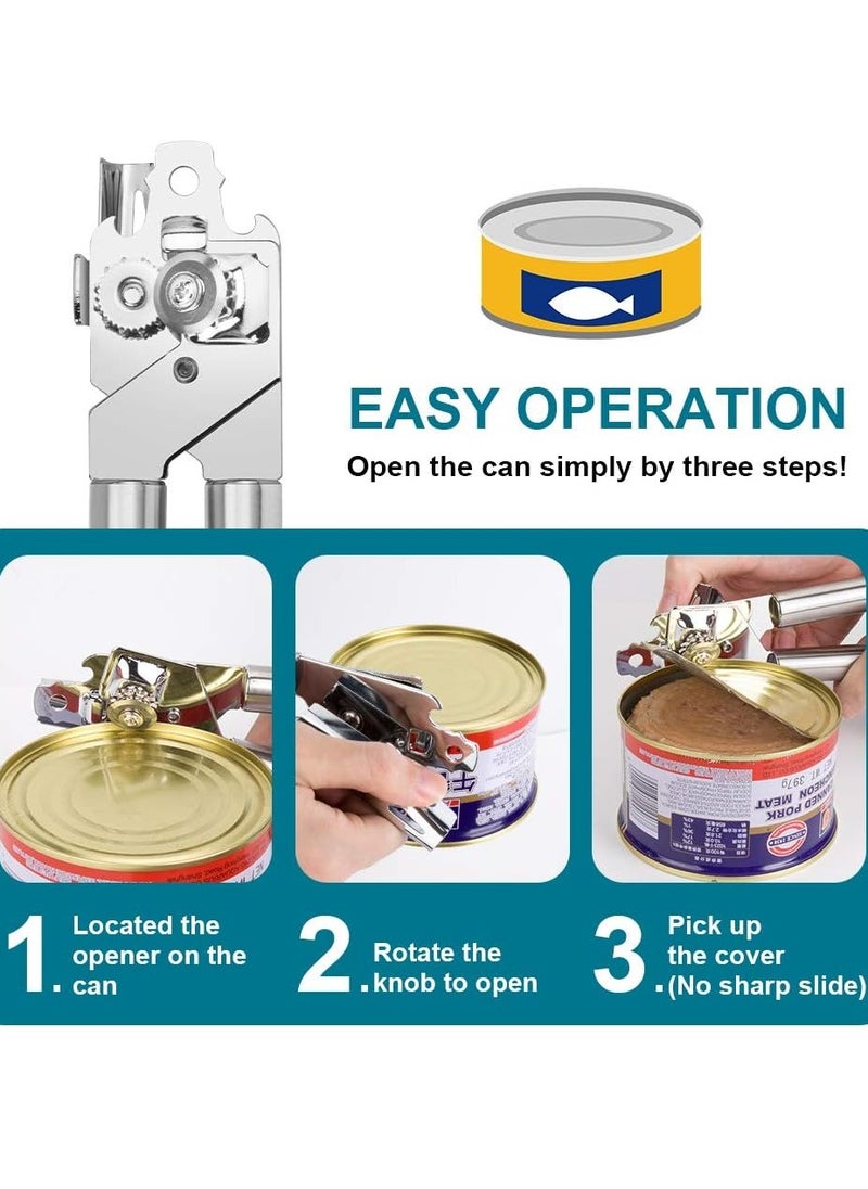 Generic - Versatile Manual Can Opener – Made of stainless steel, food-safe and easy to use, ideal for the kitchen to open cans, jars, and beverage bottles. Smooth edge for safety. - Image 1