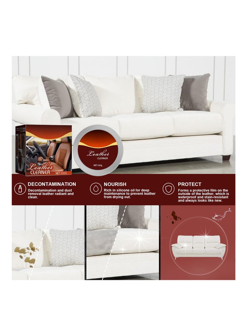 SOLARAE Leather Clean-er and Conditioner Kit, Multipurpose Furniture Salve Leather Easy to Use Leather Conditioner for Couch Leather Scratches Cracks Repair Car Seats, Clothing, Shoes Leather Recoloring Balm - Image 2