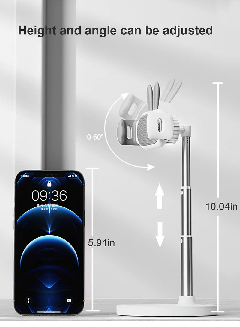 SYOSI Cell Phone Stand, Cute Bunny Phone Stand, Angle Height Adjustable Cell Phone Stand for Desk, Height Angle Adjustable Phone Holder, Compatible with iPhone, iPad, All Phones (White) - Image 3