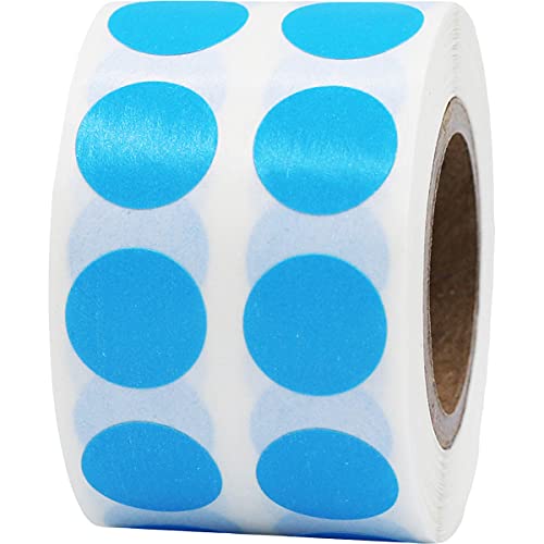 InStockLabels.com Light Blue Color Coding Labels for Organizing Inventory 0.50 Inch Round Circle Dots 1,000 Total Adhesive Stickers On A Roll - Image 1