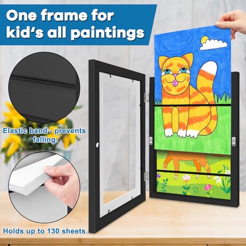 TolleSonne 8 Pack Kids Artwork Frames Changeable, 8.5x11in Kids Art Frames Front Opening, Children Art Projects Kids Art Frames Picture Frames for Kids Drawing, Crafts and Photos, Holds 130 Pcs - Image 2