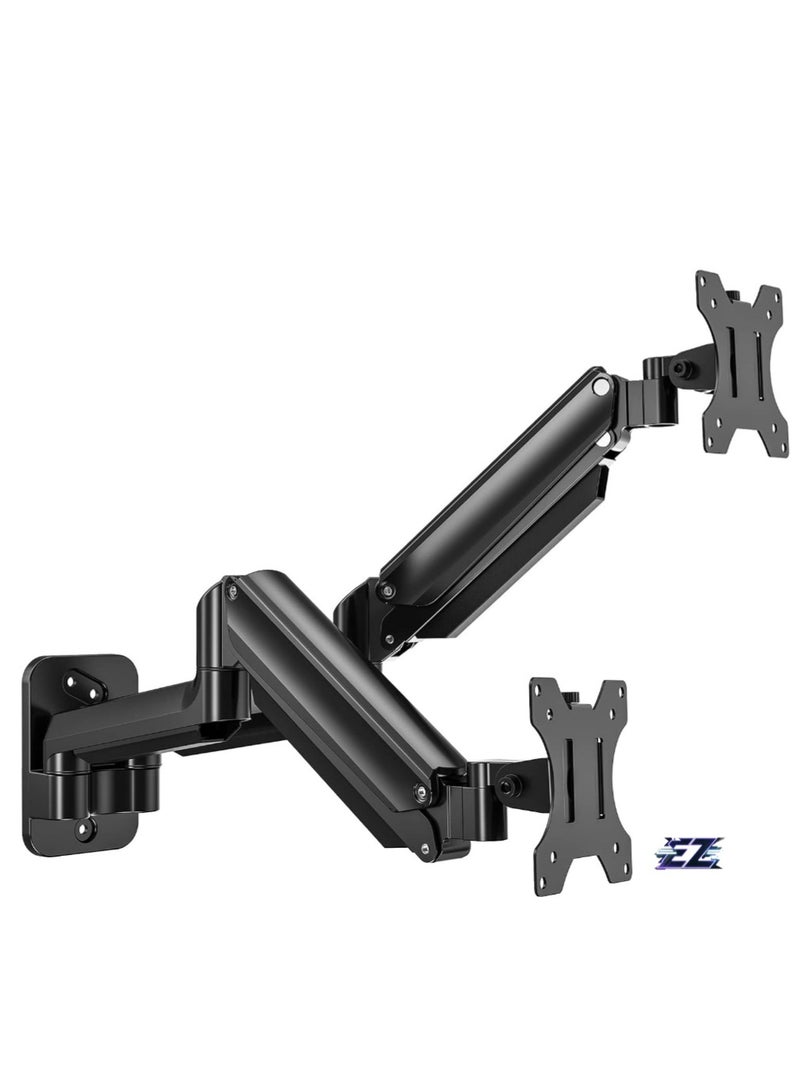 ELTRAZONE Dual Monitor Wall Mount, Monitor Wall Arm for 17 to 32 Inch, Holds to 18lbs, Gas Spring Wall Monitor Stand for 2 Monitors, Computer Monitor Wall Stand VESA Mount 75x75/100x100 mm - Image 1