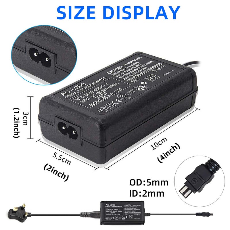 KWTOUL AC-L200 AC Power Adapter Charger kit Compatible with Sony AC-L200C, AC-L25, AC-L25A, AC-L25B, AC-L25C Power Adapter are Generally Handycam DCR-DVD7, DCR-HC21, DCR-HC26 Cameras - Image 3