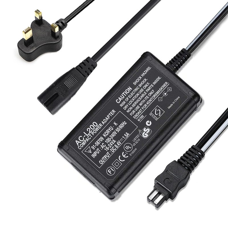 KWTOUL AC-L200 AC Power Adapter Charger kit Compatible with Sony AC-L200C, AC-L25, AC-L25A, AC-L25B, AC-L25C Power Adapter are Generally Handycam DCR-DVD7, DCR-HC21, DCR-HC26 Cameras - Image 1