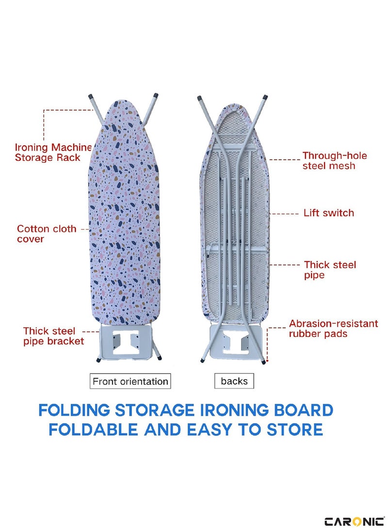 CARONIC Ironing Board Foldable Lightweight Adjustable Height Safety Lock Buckle Anti-Slip Screw 144x38 cm  - Image 3