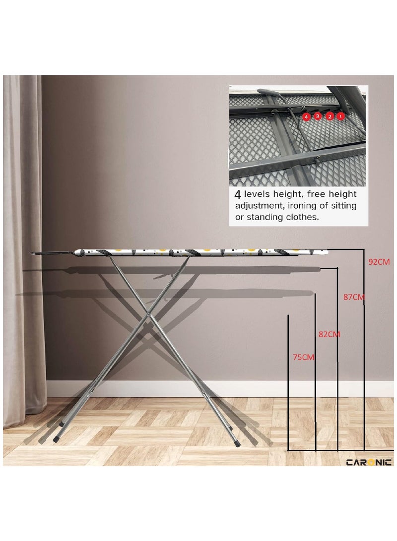 CARONIC Ironing Board Foldable Lightweight Adjustable Height Safety Lock Buckle Anti-Slip Screw 144x38 cm  - Image 4