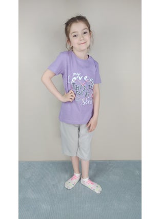 Bluence Waitress Cotton Lilac Capri Set  - Image 1