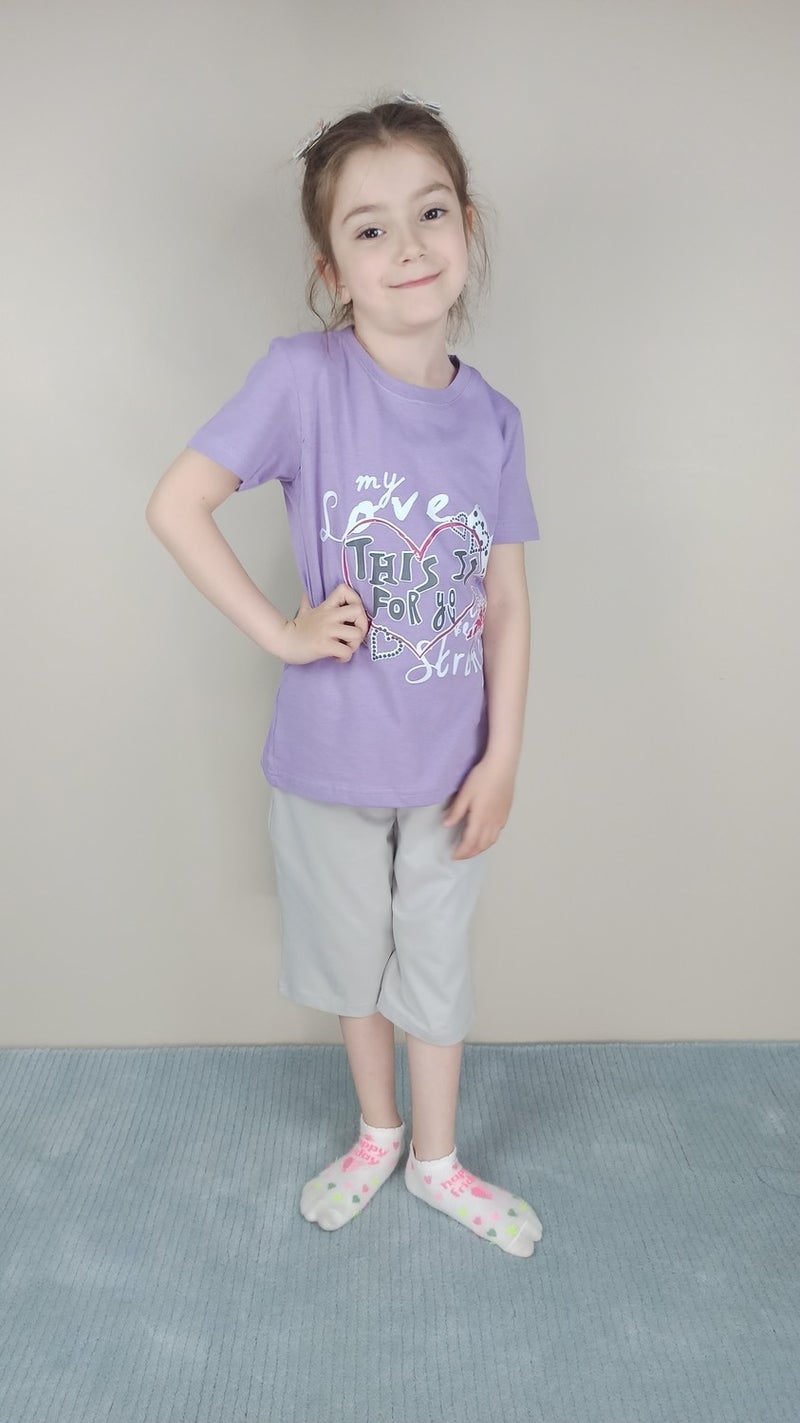 Bluence Waitress Cotton Lilac Capri Set  - Image 1