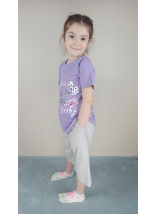 Bluence Waitress Cotton Lilac Capri Set  - Image 2