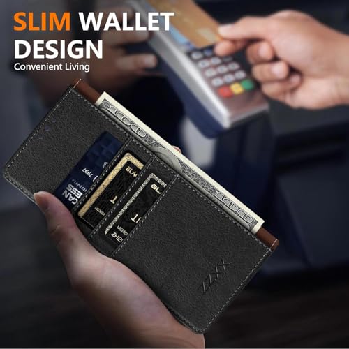 ZZXX for Samsung Galaxy S26 Ultra Wallet Case with [RFID Blocking] Card Slot Stand Strong Magnetic PU Leather Flip Fold Protective Phone Case for Samsung Galaxy S26 Ultra Case Wallet(Black-6.8 inch) - Image 4