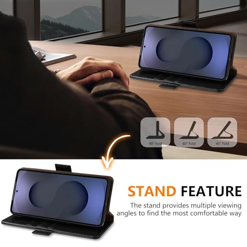 ZZXX for Samsung Galaxy S26 Ultra Wallet Case with [RFID Blocking] Card Slot Stand Strong Magnetic PU Leather Flip Fold Protective Phone Case for Samsung Galaxy S26 Ultra Case Wallet(Black-6.8 inch) - Image 5