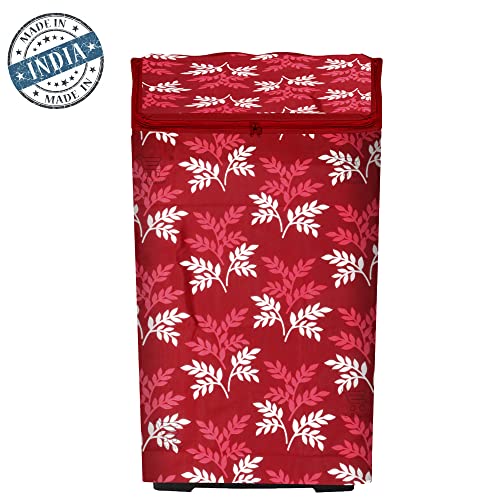 E-Retailer Washing Machine Cover for Top Load 5kg to 7.5kg | Light Weight Dustproof Cover with Zip Enclosure | Leaf Print Fully Automatic Washer Protector for Indoor Outdoor Use | Size 23x23x35 Inch - Image 5