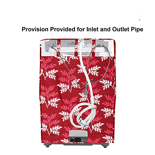 E-Retailer Washing Machine Cover for Top Load 5kg to 7.5kg | Light Weight Dustproof Cover with Zip Enclosure | Leaf Print Fully Automatic Washer Protector for Indoor Outdoor Use | Size 23x23x35 Inch - Image 2