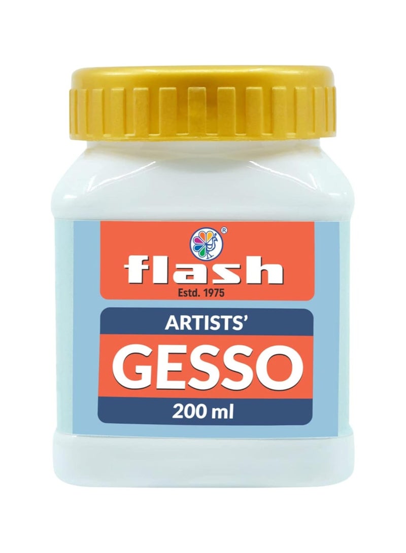 فلاش جيسو لطلاء الأكريليك - قاعدة مائية غير سامة، طلاء جيسو عالمي للفنانين المحترفين والرسامين الهواة (200 مل - جيسو أبيض) - Image 1