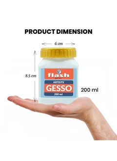 Flash Flash Gesso For Acrylic Painting-Water Base Non-Toxic Universal Gesso Paint Primer For Artist Professionals Hobby Painters (200 ml-Gesso White)  - Image 2