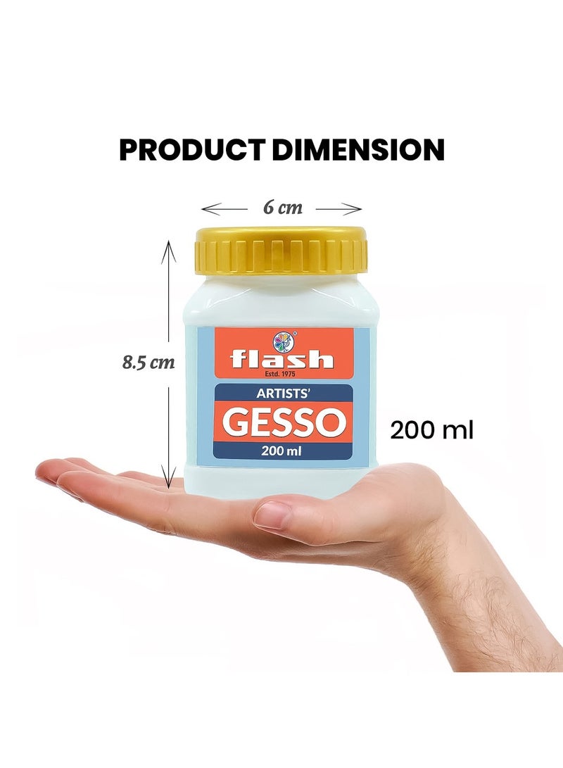 فلاش جيسو لطلاء الأكريليك - قاعدة مائية غير سامة، طلاء جيسو عالمي للفنانين المحترفين والرسامين الهواة (200 مل - جيسو أبيض) - Image 2