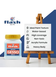 Flash Flash Gesso For Acrylic Painting-Water Base Non-Toxic Universal Gesso Paint Primer For Artist Professionals Hobby Painters (200 ml-Gesso White)  - Image 3