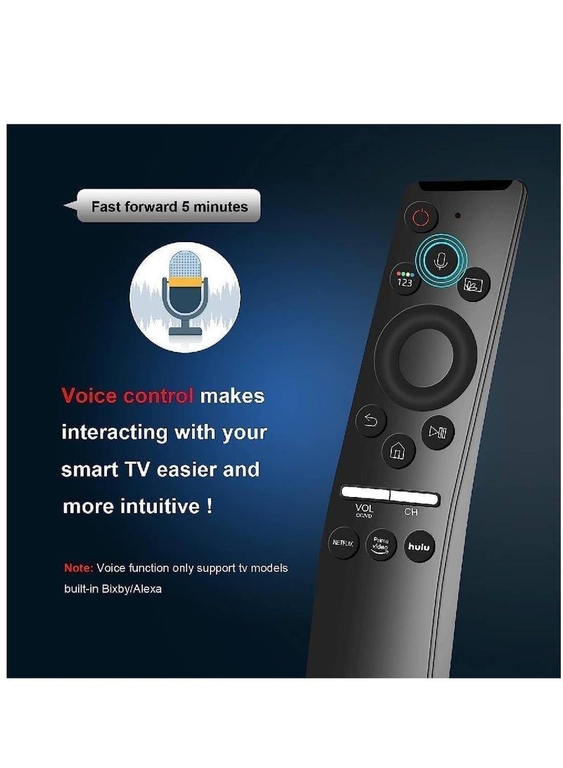 PopZa Replacement Voice Remote Control Compatible With Samsung Crystal UHD QLED LCD Curved 4K 8K Smart TVs with Netflix, Prime Video, hulu - Image 2