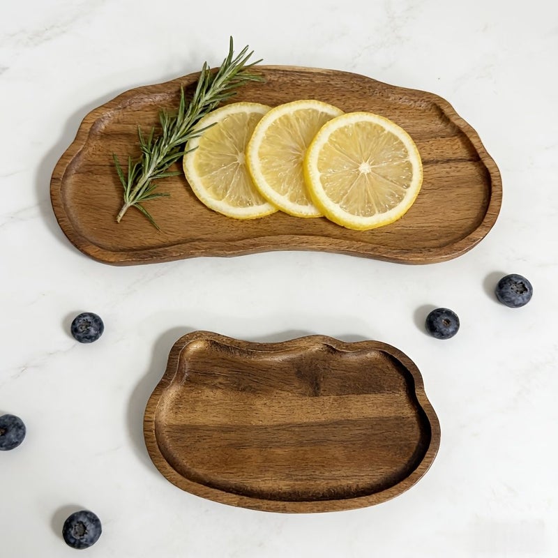 Acacia Wood Cloud Shaped Tray Serving Platter Large Size Yellow Rustic Style Suitable For Appetizers Coffee Desserts Cheese Bread Breakfast Dinner Table Party Home Decor - Image 4
