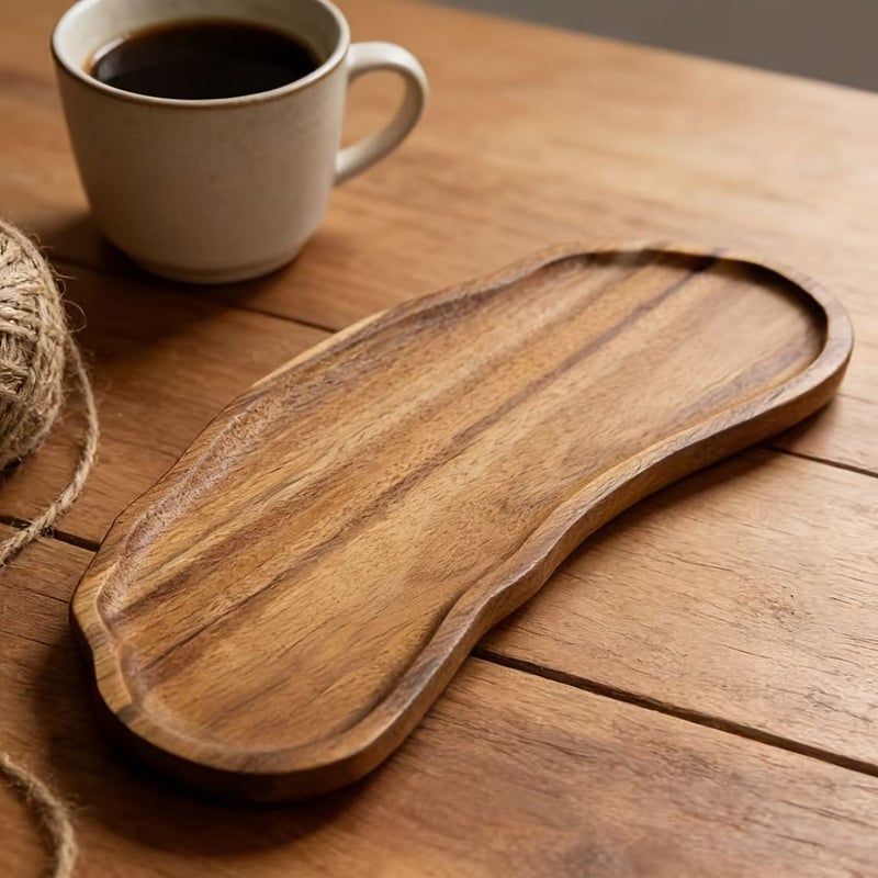 Acacia Wood Cloud Shaped Tray Serving Platter Large Size Yellow Rustic Style Suitable For Appetizers Coffee Desserts Cheese Bread Breakfast Dinner Table Party Home Decor - Image 1