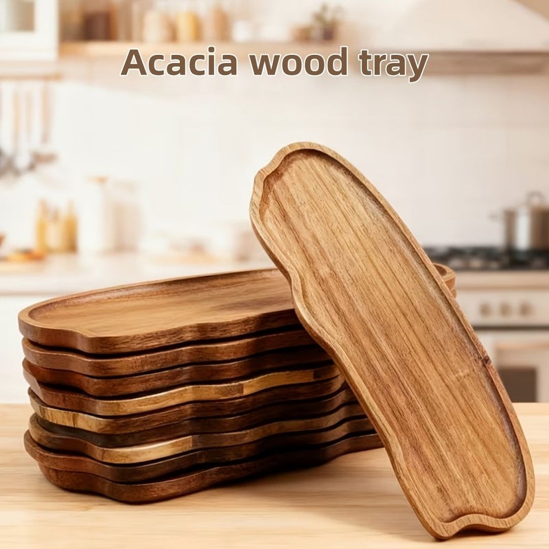 Acacia Wood Cloud Shaped Tray Serving Platter Large Size Yellow Rustic Style Suitable For Appetizers Coffee Desserts Cheese Bread Breakfast Dinner Table Party Home Decor - Image 3