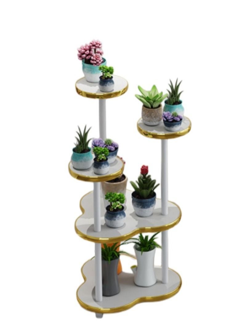 MIXDE 5 Tier Light Luxury Nordic Style Wood Floor Standing Flower Pot Plant Rack For Living Room Balcony - Image 1