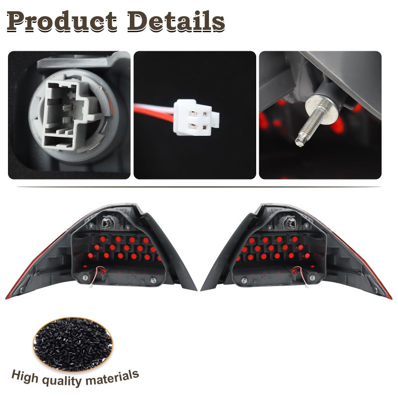 KAMDKI A Pair Smoke Black Tail Light Fit for 2006 2007 Honda Accord LX EX EXL Sedan 4-Door Rear Lamp Assembly Left Driver and Right Passenger Side W/Bulb W/O Unit Module 33551SDAA32 HO2819130 - Image 2